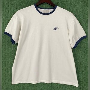 Vintage 90’s Nike Spellout Embroidered Ringer T-shirt Mens Size Large
